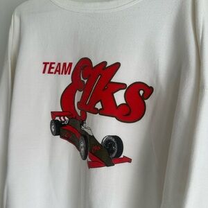 Vintage White Crewneck Racing Team Elks Shirt
